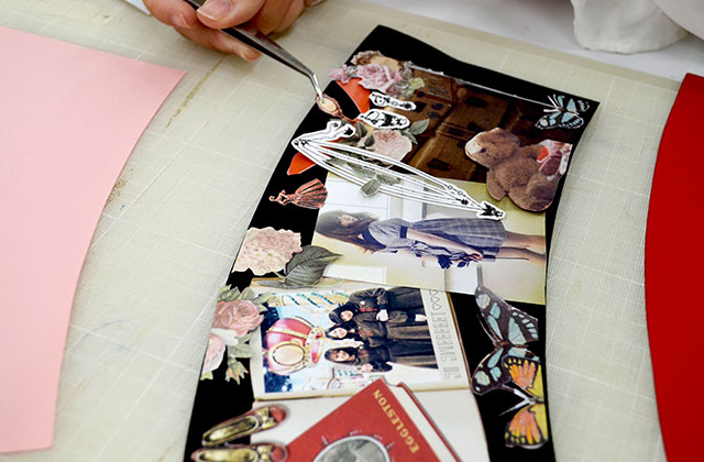 ビジュアルデザイン科「コラージュ ノート&タンブラー」の制作風景