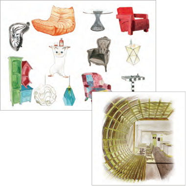 授業名：デッサン・ドローイング 課題名：家具の模写・室内パース